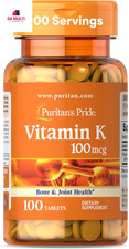 Premium Vitamin K 100Mcg, Dietary Supplement for Bone, Joint, and Blood Clotting