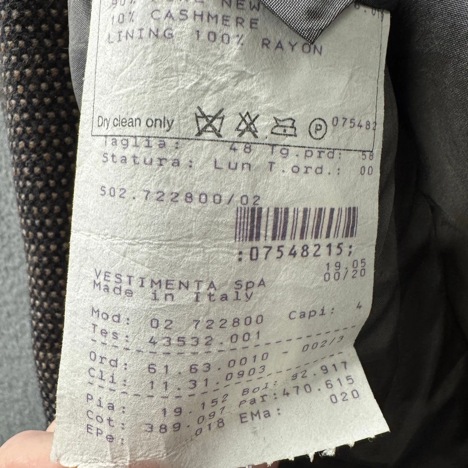 Giorgio Armani Classico Blazer Mens 48 L Wool Cashmere Brown Tweed Jacket Italy - Image 4 of 4