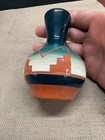 RED CLAY HAND MADE INDIAN BUD VASE GLAZED SIGNED ON BOTTOM 4" TALL — photo 2
