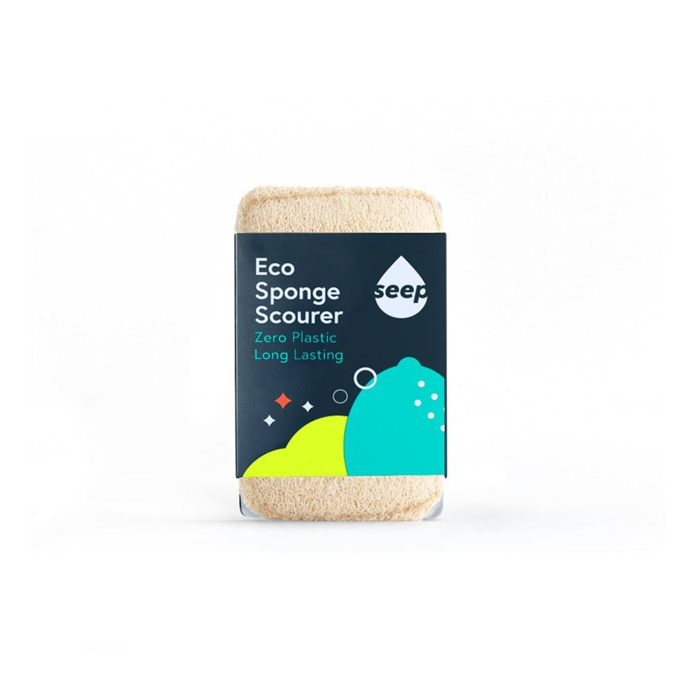 Seep Eco Sponge Scourer - White - 100% Plastic Free - Cellulose & Loofah - Long-lasting - Image 2