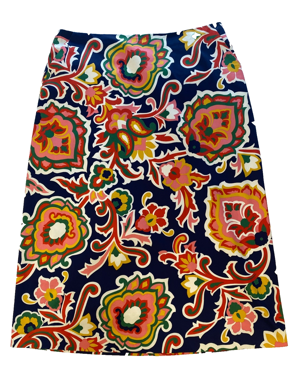 Boden Midi Skirt US SZ 14 BLUE Graphic Cotton/Elastane Midi A-Line NEW! No tags-image