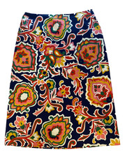 Boden Midi Skirt US SZ 14 BLUE Graphic Cotton/Elastane Midi A-Line NEW No tags