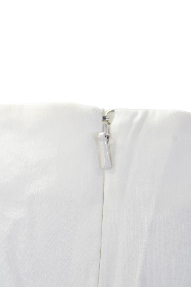 Vestido lápiz ceñido al cuerpo Pinko para mujer blanco mezcla de lino cuello redondo talla 2 Foto 4 de 4