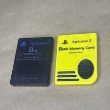 Vintage Playstation 2 8MB Yellow and Black Memory Cards Pair