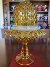 Spectacular Fenton 3 Piece HOBNAIL FAIRY LAMP Colonial Amber Dbl Crimped Vintage