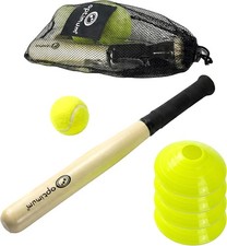 Rounders Bat Set Ball & Cones School PE Outdoor Garden Game Optimum