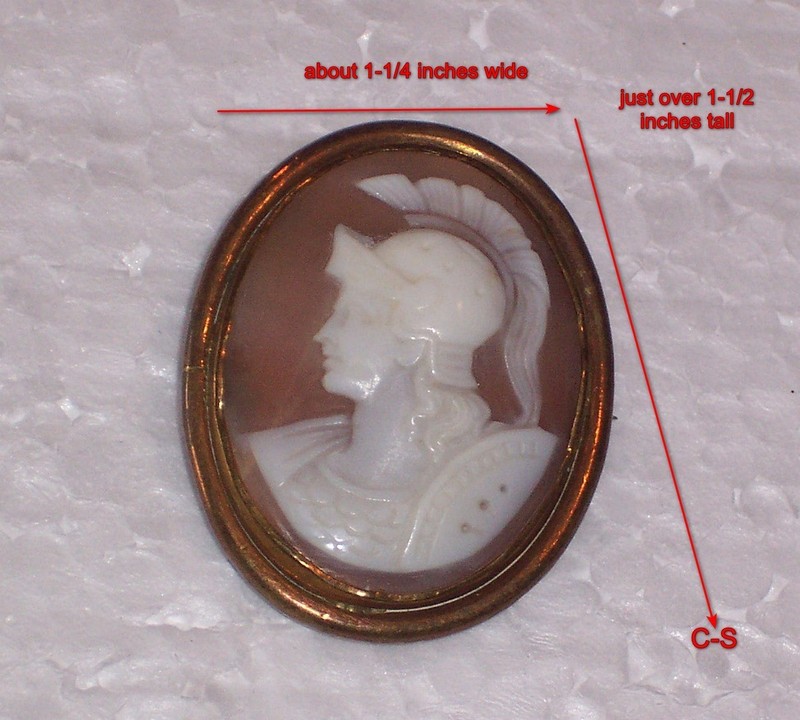 ANTIQUE GOLD-TONE BEZEL HAND CARVED CAMEO PROFILE CLASSICALGREEK GODDESS ATHENA