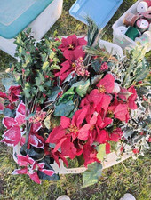 Holiday Time Artificial Poinsettia Maple Leaf Sunflower Pumpkin Decor Bundle