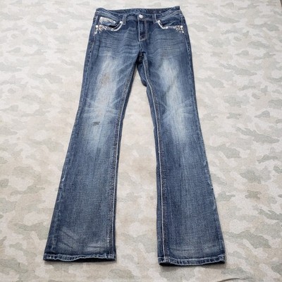 Grace In LA Jeans Womens 30 Blue Easy Fit Pockets Bootcut Denim Medium Wash