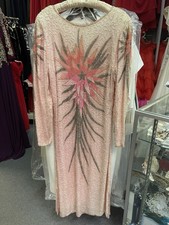 SCALA VINTAGE 80'S PALE PINK IRIDESCENT SEQUIN BEAD FLAPPER STYLE DRESS SZ SMALL