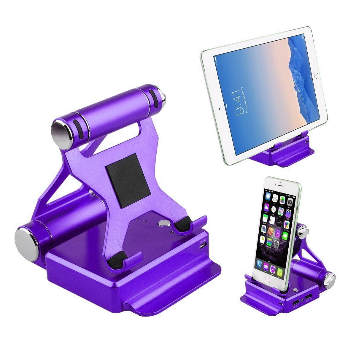 Purple Podium Stand with 200% Extended Battery for iPad and iPhone