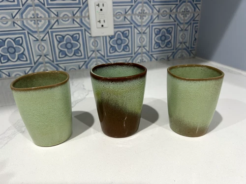 VTG Frankoma Set of three Prairie Green Cups 5LC