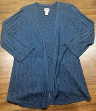 Chico’s Women’s Size 1 (M) Light Ling Blue Open Front Cardigan Sweater