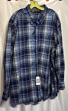 Nautica NWT Oxford Blue Plaid Stretch Dress Shirt Long Sleeve SZ 2XL