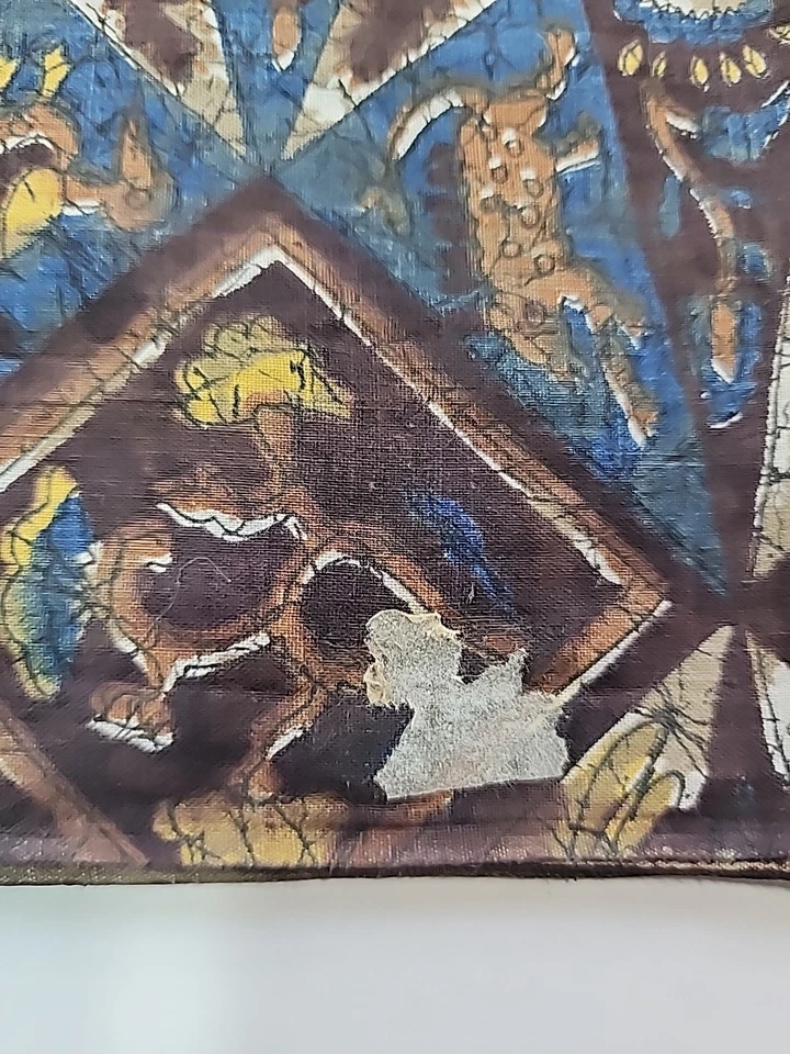 50s 60s Abstract Floral Animals Hand Block Print Fabric Vtg 36"w X 1.1yds Retro - Image 4 of 4