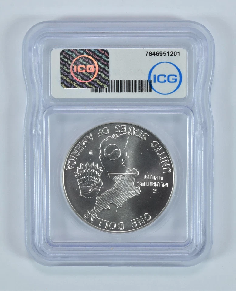 1991-D Korea Commemorative Silver Dollar MS70 ICG *6261 - Image 2 of 4