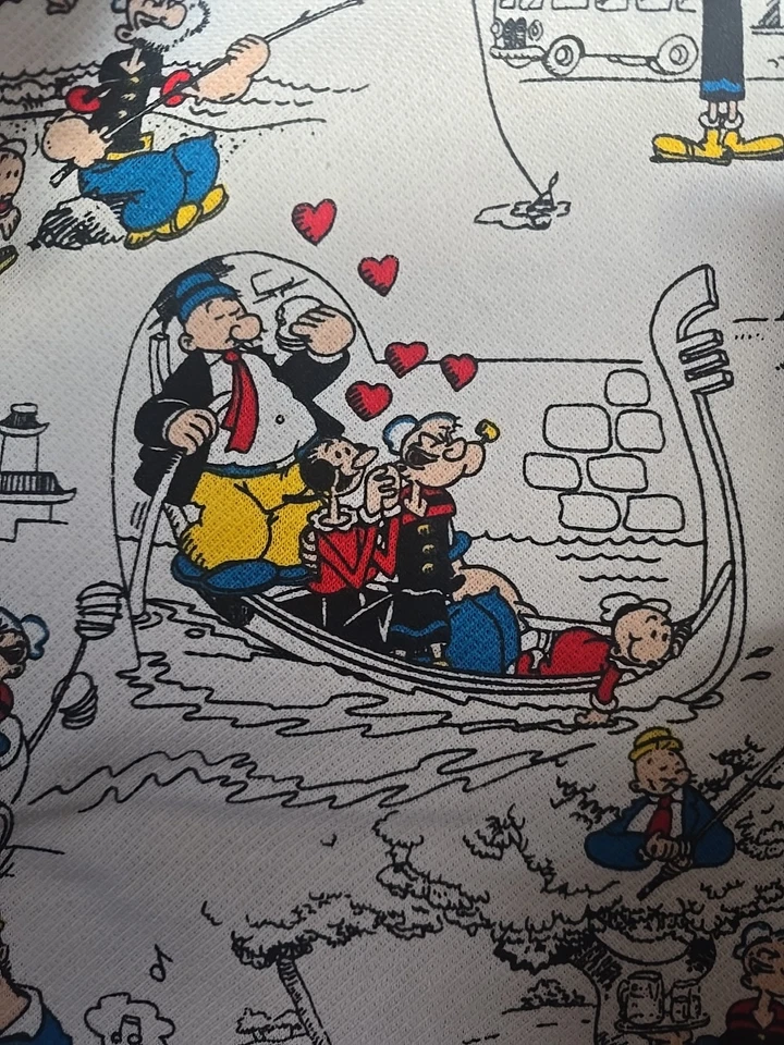 Peter Pan Fabric Popeye & Olive on vacation 64 x 46 knit fleece 1987 - Image 2 of 4