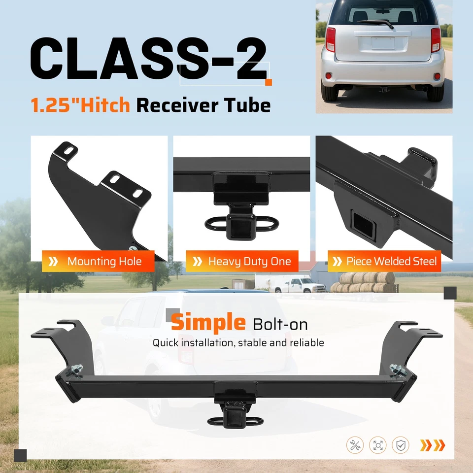 Class 2 Trailer Hitch Receiver Rear Bumper Towing 1.25" For Scion xB 2008-2015 Foto 3 de 4