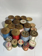 Belding Corticelli  Wood Thread Spools X22  Cotton Silk Clarks Hammond Etc VTG