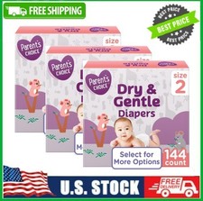 3 Box Parent's Choice Dry  Gentle Diapers Size 2, 144 Ct Box