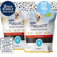 Dog Dental Bones Plaque Tartar Remover Bacon Treat Bones 2 Pack Bundle