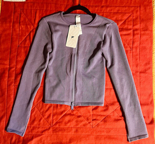 Fabletics Purple Ribbed Full Zip Jacket & Leggings 2-Piece Set Women’s L