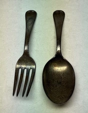 Old Antique Pair Reed & Barton Sterling Silver Baby Childs Spoon Fork 39.3 g