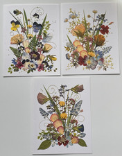 Lot of 3 Note Cards With Envelopes Colorful Floral Theme For Any Occasion