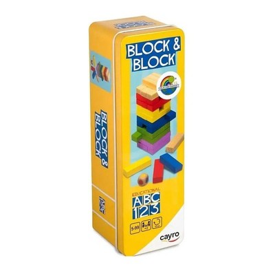 Cayro Block & Block Tower Spiel Holz Stapel Würfelspiel Metallbox Spaß