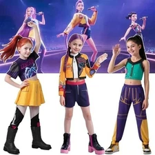 Kids Girls KPop Demon Hunters Cosplay Rumi Mira Zoey Costume Fancy Dress Outfits