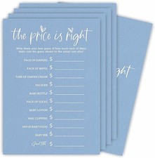 The Price Is Right Baby Shower Game Cards 25 Pack Durable Card Stock Blue Set