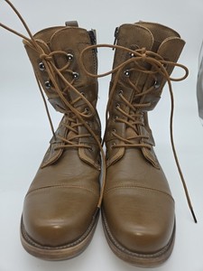 J75 Deploy Men\'s Brown Leather Lace-Up Combat Boots J75 by Jump Deploy Brown Faux Leather Canvas Round Cap Toe  main image 4