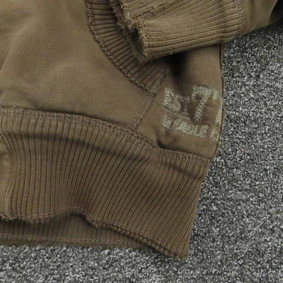 Chaqueta De Colección American Eagle Para Hombres Mediana Marrón Envejecida Forrada de Piel Cremallera Completa Y2K Foto 3 de 4