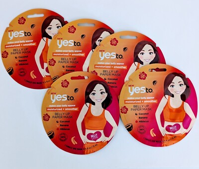 Yes to Moisturized + Smoother Belly Up Paper Mask Coconut Banana Hibiscus 5 pack