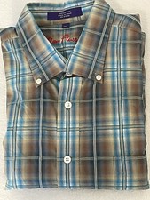 Alan Flusser size XL spring plaid men's button-down long sleeve shirt