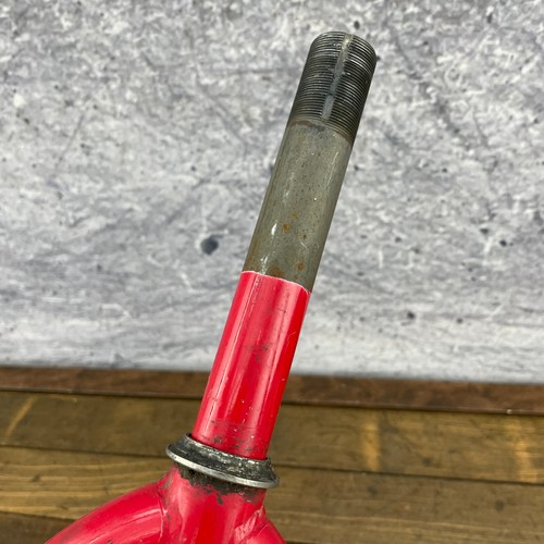 Vintage Akisu BMX Fork Old School BMX Red CRMO 20 x 1 Threaded 1980s Bologna - Picture 13 of 16