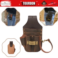 Leather 5 in 1 Tool Holster Electric Tape Thong Plier Pouch Belt Holder-IN USA