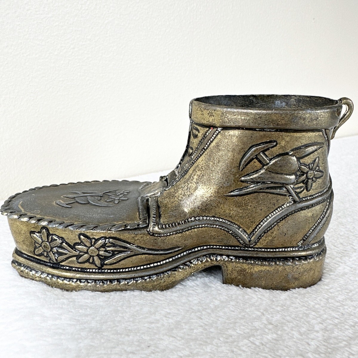 Mid-century Italian Brass Boot Cigarette Holder, Ashtray 1950's