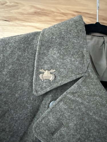Mens Vintage WW2 Swiss Army Wool Trench Long Pea Coat Military Jacket. 1955 - Picture 6 of 13