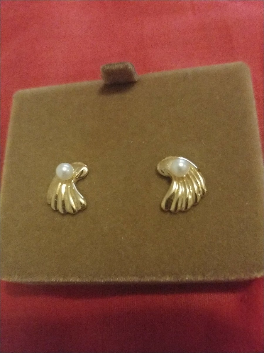 CARLA 14K GF Cultured Pearl Shell Earrings