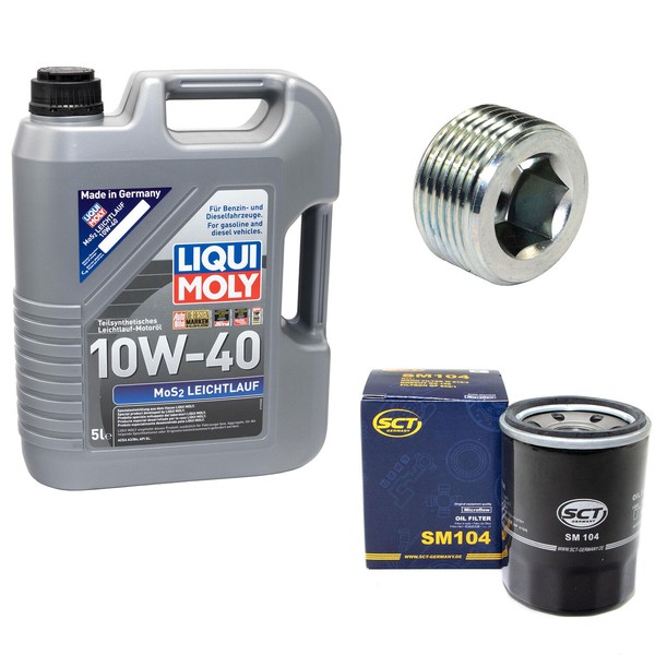 MotoröL Set ÖLfilter SM104 10W40 5Liter + ÖLablassschraube FüR Fiat Punto Stilo-image