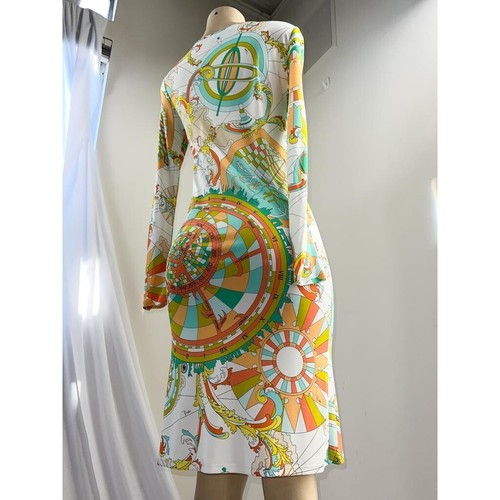 EMILIO PUCCI V-Neck Abstract Print Long Sleeve Shift Mini Dress Size IT38 - Picture 3 of 18