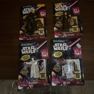 Vintage Star Wars - Bend-Ems - Lord Darth Vader , Princess Leia, R2-d2, Kenobi