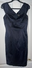 ADRIANNA PAPELL Dress Sleeveless Navy 8 Knee Length Wide Strap Elegant Formal