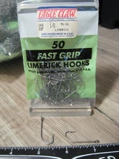 50 Eagle Claw 049 Size 1/0 Stainless Steel Limerick Big Eye Trotline Fish Hooks
