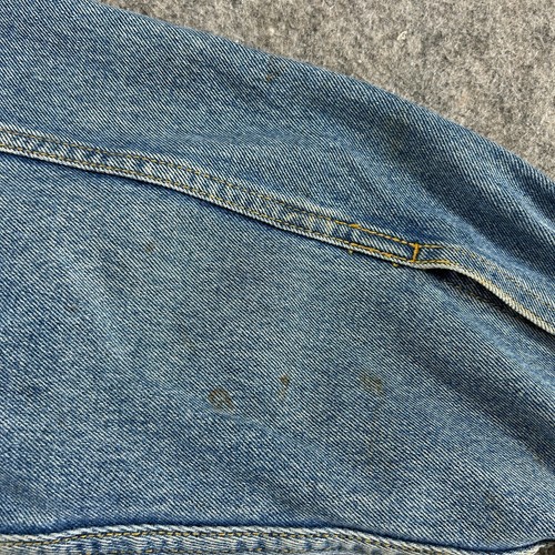 VINTAGE Eddie Bauer Jacket Mens Medium Blue Denim Jean Trucker Light Wash 90s - Picture 7 of 11