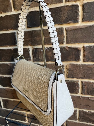 Neu mit Etikett $ 385 Kate Spade Hudson Medium wandelbare Schultertasche Stroh cremefarben bunt - Bild 2 von 4