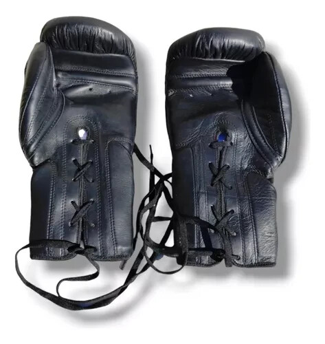 Guantes Corti BOXING 14 OZ Cuero Kick Boxing con Cordones - Negros - Imagen 3 de 4