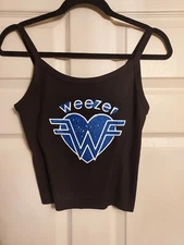 Weezer Cropped Tank top Ribbed W F Heart Design weezer Tank Top Xs -2x