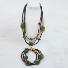 Necklace Bracelet Set Multi Strand Multicolor Bead Wrap Bracelet Boho Casual 